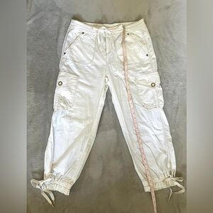 White DKNY Cargo Pants with Drawstring